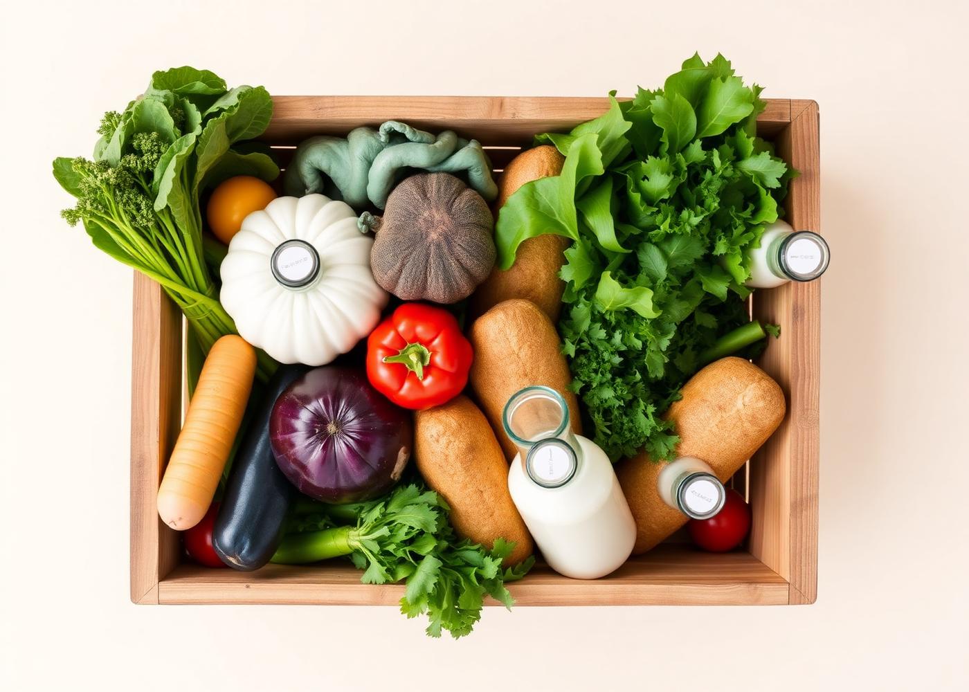 Crate of fresh groceries